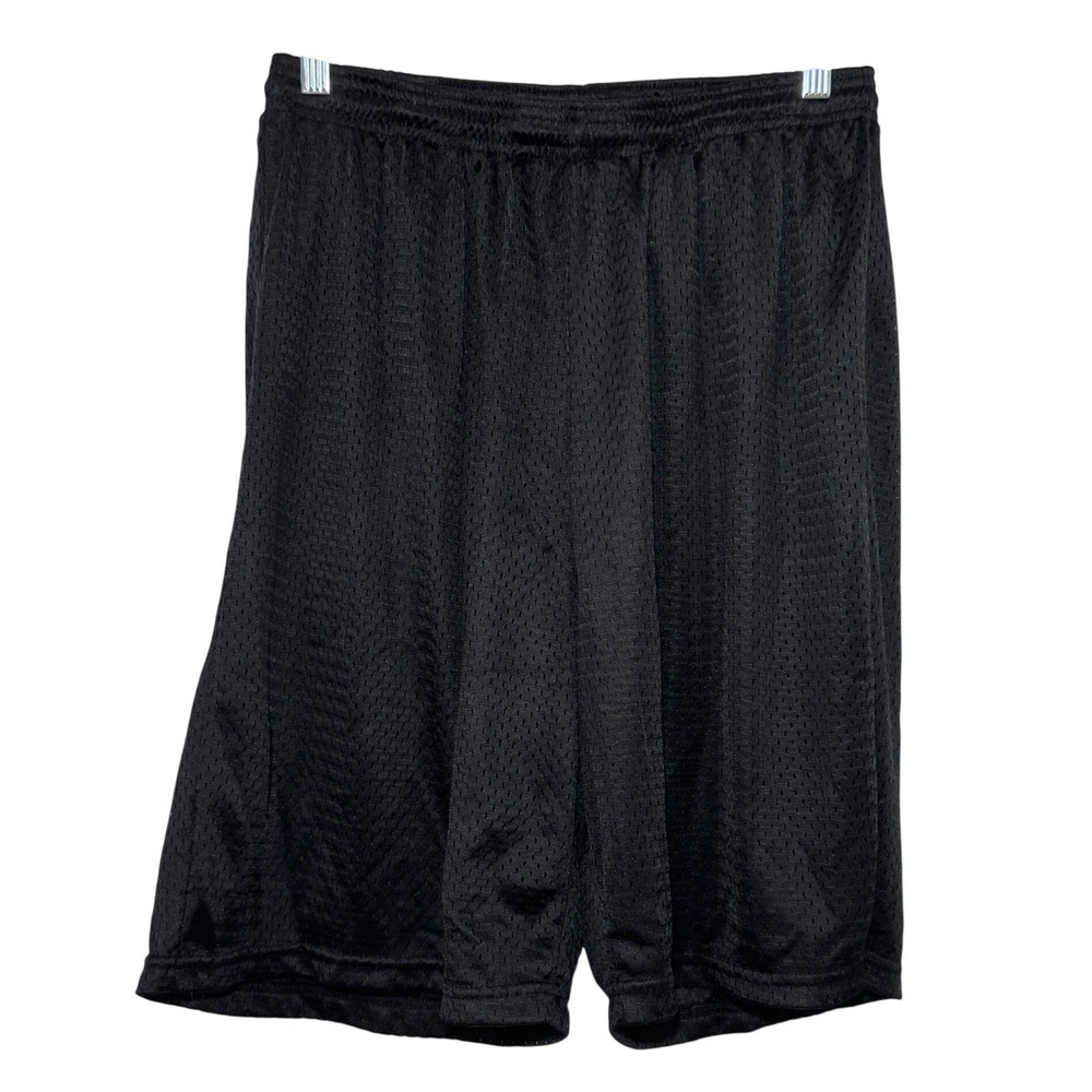 Epic Sports Mens Mesh Athletic Basketball Shorts Black Large Elastic Waist Gym
